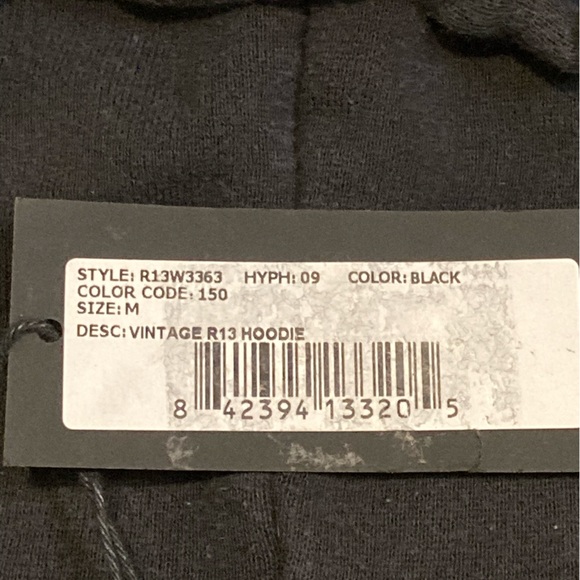 NWT R13 Black Vintage Hoodie - Sz M - Picture 7 of 9